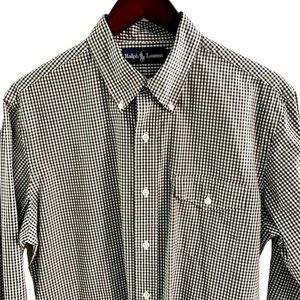 RALPH LAUREN 100% Cotton Men’s Black/White Gingham Shirt, Size M, New w/Tags